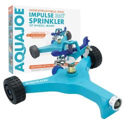 Prime Members: 10 Aqua Joe  Indestructible Wheeled Base Metal Impulse Sprinkler