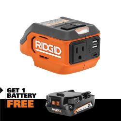 Ridgid 18V Cordless 175-Watt Power Inverter + 2.0 Ah Battery